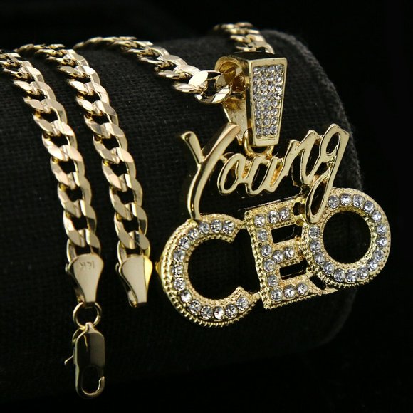 14k Gold Young CEO 30" Cuban Chain + Pendant